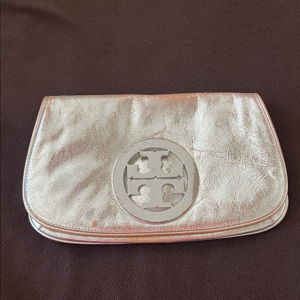 Tory Burch silver clutch bag